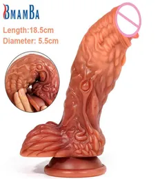 Mjuk verklig enorm dildo sugkopp lång kuk anal plug sexleksak för män kvinnor lesbiska onanatorer dubbel hud känns stor tjock penis207673327