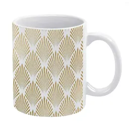 Mugs Art Deco Gold Pattern White Mug Coffee 330ml Ceramic Home Milk Tea Cups And Travel Gift For Friends Golden G