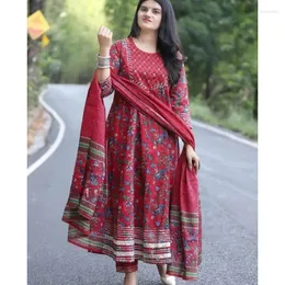 Etnik Giyim Elbisesi Salwar Kameez Anarkali Kadın Kurti Palazzo Dupatta Düğün Partisi Giyim Seti