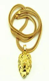 JRL Big Lion Head Anhänger Halskette Tierkönig Vine 18k Gold plattierte Hiphop -Kette für Männer/Frauen Schmuckkette KKA35073486456