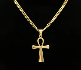 Gyptian Ankh Key Charm Hip Hop Cross Gold Silver Silver Wisiant Naszyjniki dla mężczyzn Najlepsza jakość mody Party Jewellry Prezent7905173