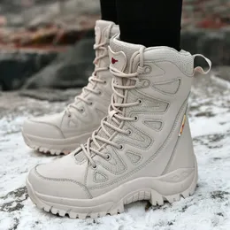 Winter Women High-Top Outdoor Plush Leather Hiking Shoes Trekking Woman Boots Mountain Sneakers Camping Tracking Treking 240430