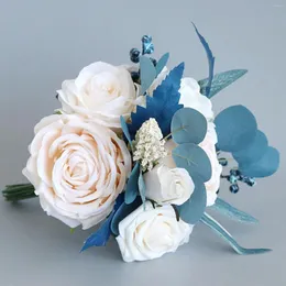 Свадебные цветы искусственный свадебный букет шелковый деревенский стиль роза, держащая винтаж для вечеринки