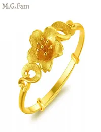 MGFAM 88BA Flower Barngles Braceted for Women Adacted Bridal Wedding Jewelry 24K Pure Gold Plated Traditioal Style6398193