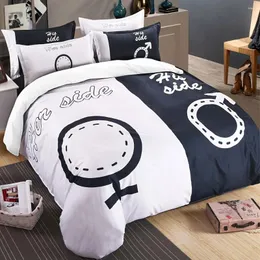 Bettwäsche -Sets Paar schwarz -weiße männliche weibliche Symbole Drucken Sie die ganze Saison Set weich bequeme, atmungsaktive Bettdecke