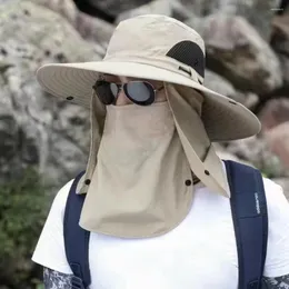 Berety szerokie krem ​​przeciwsłoneczny i cieniowanie 360 ​​stopni Ochrona zabezpieczenia plażowej koła anty-UV Wyjmowana maska ​​twarzy Fisherman Autumn