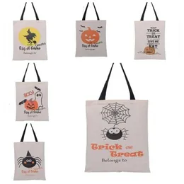 Hand Styles Large Cotton Canvas 6 Pumpkin Devil Spider Printed Halloween Candy Gift Sack Bags Fast Delivery Cpa4639 1011 Cpa439