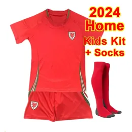 2024 Wales Kids Kit Soccer Jerseys Wilson Ramsey Rodon N. Williams B. Davies Matondo Home Away Futebol Camisas de Manga Curta Uniformsa