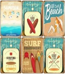 여름 해변 포스터 빈티지 메탈 페인팅 2023 주석 사인 마이애미 서프 클럽 아트 페인팅 스티커 펍 바 Seasides out3980719를위한 벽 장식