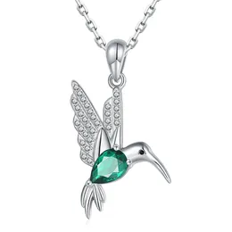 925 Sterling Silver Silver Cute Animal Hummingbird Collane a pendente con regali di gioielli in cristallo di zirconia per donne 240429