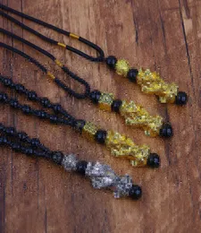 Pixiu hänge halsband symbol rikedom och lycka charm kinesiska feng shui tro obsidian sten pärlor halsband kedjor3560237