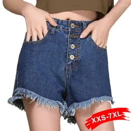 Jeans femininos de tamanho plus size verão shorts de jeans de cintura alta de borda de alta borda para mulheres grandes femme 4xl 6xl 7xl xxs