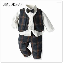 Clothing Sets Baby 2024 Autumn Suit Fashion Kids Wedding Year Flower Formal Full Sleeve T-Shitr Pants Boys Outfits