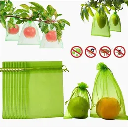 Depolama Çantaları 100 PCS Drawstring Bahçe Meyve Çantası ile Yeniden Kullanılabilir Üzüm Koruması Sebzeler için Netting Kapak