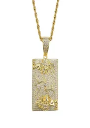 Карта хип -хопа k Алмазные подвесные ожерелья для мужчин Женщины западные роскошные скелетные колье короля, настоящий золото, покрытый медными цирконами еврея 5494271
