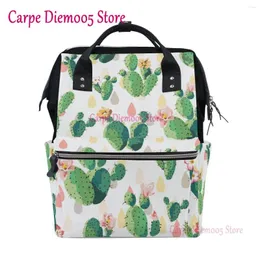 Backpack Purse Mummy Nappy Bag Laptop de viagem fofo com Cactus Pattern Daypack for Women Girls Kids