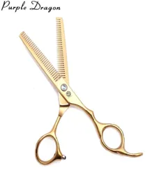 Dentes laterais duplos Dragão roxo 55quot 6quot Japão Aço de aço Profissional Scissors Barbeiro Rainning Shears 2001 Herdressing1052448