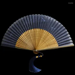 Estatuetas decorativas fã dobrável ventilador de bambu ventilador de estilo japonês hanfu mulher portátil ventilatore abanicos para boda presente chinês