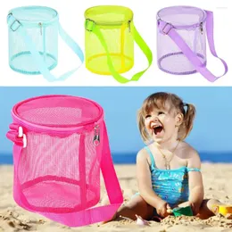 Stume da stoccaggio bambini Sand sabbia da viaggio protezione organizzatore in maglie per bambini giocattoli secchio da spiaggia per nuoto asciugamani rotondi trucco cosmetico