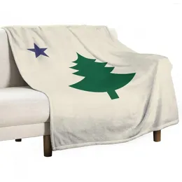 Filtar gamla 1901 Original Maine State Flag med Pine Tree och Star Throw Filt Weighted Decorative Sofas Warm Thermal