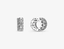 Autentic 100 925 Sterling Silver Double Band Pave Bave Earrings Fashion Wedding Engagement Smycken Tillbehör för kvinnor gåva3395791932