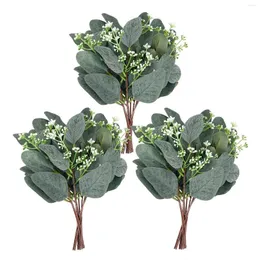 Decorative Flowers 5/10PCS Artificial Eucalyptus Leaves Stems Silver Dollar Greenery Fake Plants For Floral DIY Wedding Bouquets Home Decor