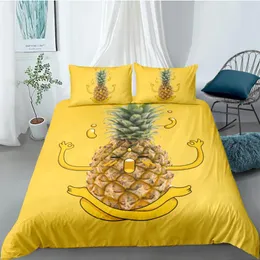 Bedding Sets 3D Pineapple Design Duvet Cover Comforter Covers Pillow Cases 173 230 265 Yellow Home Texitle