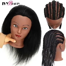 Mannequin Heads Human Model Head 100% Hair Training Kit Barber Cosmetics Practice Weaving Doll Q240510