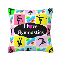 Pillow I Love Gymnastics Plaid Pillowcase Printing Polyester Cover Gift Cartoon Throw Case Home Zipper 45X45cm