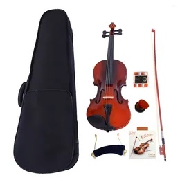 Party Favor 3/4 Acoustic Violin Case Bow Rosin Strings Tuner Shoulder Rest Natural