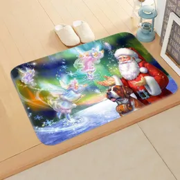 Halılar Noel Tema Halı Karikatür Noel Baba Slip Olmayan Mat Dekorasyon Kapı Flannel Emici Ayak Pedi Mutfak