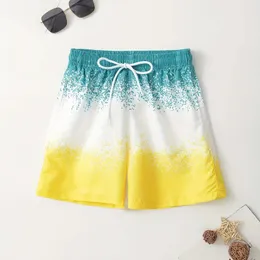 Summer Stylish Color Block Swim Trunks Kids Shorts Drawstring Sports Outdoor Vacation Casual Boy Beach Surfing Badkläder 240510