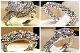 30pcslot gemischte kristallweiße runde Einzelring -Marke Luxus Versprechen Silber Verlobungsring Vintage Braut Eheringe für Woman9780392