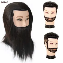 Головы манекена 100% remi Human Hair Black Mens Mannequin Голова, используемая для практики парикмахерской красоты, прическа кукольная прическа Q240510