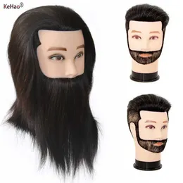 마네킹 헤드 100% remi Human Hair Black Mens Mannequin Head 미용실 미용 훈련 인형 헤어 스타일 Q240510