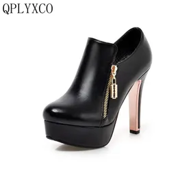 QPLYXCO 2017 New Sale Fashion Sexy Pumps Ankle Boots Big Size 32-43 Autumn Winter Women High Hells Wedding Party Shoes 502-1