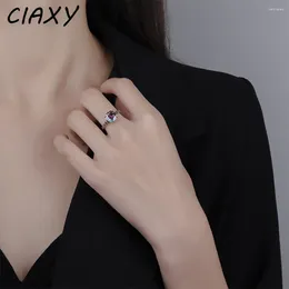 حلقات الكتلة ciaxy الفضة اللون الاضطراب مربع مشاركة الزركون للنساء قابلة للتعديل حلقة الأزياء المجوهرات anillos mujer