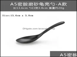 Spoons Spoons 200PcsLot Soup Spoon Black Matte Ladle Plastic Japanese Style Melamine Tableware AntiFall Tortoise Shell Lavacakes3237184