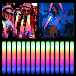 RGB LED GLOW FOAM Stick Cheer Tube Colorful Light Glow in the Dark Birthday Wedding Party Festival Festival Party Decorações