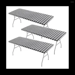 Tala de mesa 3 PCs Tocada de mesa ajustada para capa de piquenique elástico à prova d'água com forro de flanela (preto)