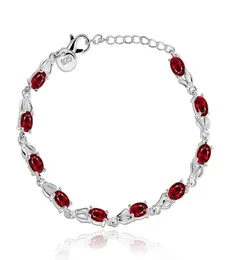 925 Стерлинговое серебро элегантное очарование Beauul Crystal Stone Red Jewelry Fashion for Women Свадебные браслеты за фабрика 4847293