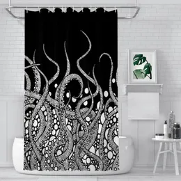 シャワーカーテンの触手Cthulhu Mythos防水生地フック付き家庭用バトルームの装飾