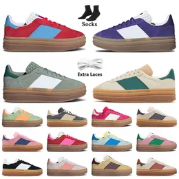 Luxury Platform Gazelle Bold Designer Gazelles Shoes Women Flat Trainers Silver Cream True Pink Green Almost Blue【code ：L】Girls Sneakers