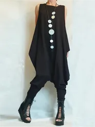 Женские комбинезоны моды без рукавов гарем длинные брюки Harajuku Street Style Style подвеска O-образное вырезок с низкой талией для майки.
