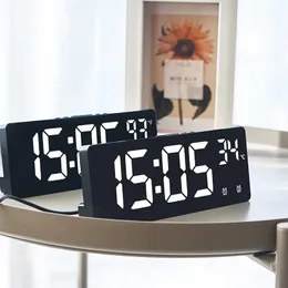 Voice Control Digital Alarm Clock Temperatur Dual Alarm Snooze Desktop Table Clock Night Mode 12/24H LED Clock Watch Clock 240512