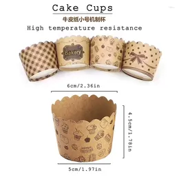 Engångskoppar sugrör små kraft papper maskingjord kopp mafen kaka temperaturbeständig ugn bakning hushållsbricka 50 pack