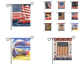 9 ألوان حديقة أمريكية العلم الملونة لافتة العلم طباعة السعادة الأمريكية الكتان النسيج حديقة العلم الديكور 120pcs T1i25191853531