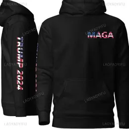 Erkek Hoodies Sweatshirts Trump 2024 Unisex Hoodie Amerikan Donald Trump Man Hoodie Kış Kış Giyim Kış Giyim Pro Cumhuriyetçi Oylama 2024 Kadın Tops T240510