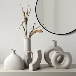 Vases Vase Home Decor Flowers Nordic Ceramic Flower Arrangement Dried Art Decorative Pot Decoration Salon