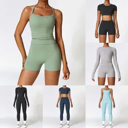 Kvinnor Tvådelar Tracksuit Yoga Legging sätter mager Scrub Yoga kostym snabb torr fitness kostymer sommar och vinter utomhus löpande kvinnors sportkläder tank top